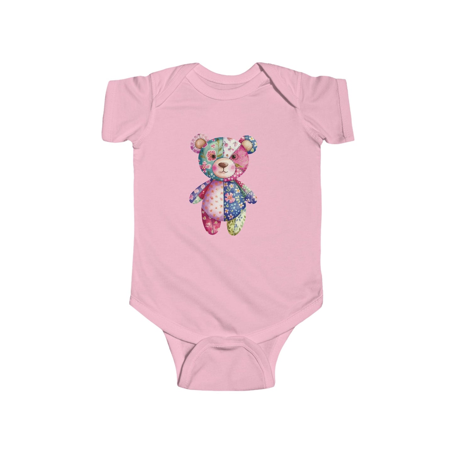Colorful Floral Teddy Bear Baby Bodysuit, Infant Outfit, Cute Gift, Baby Shower, Nursery Wear, Adorable Newborn Clothing
