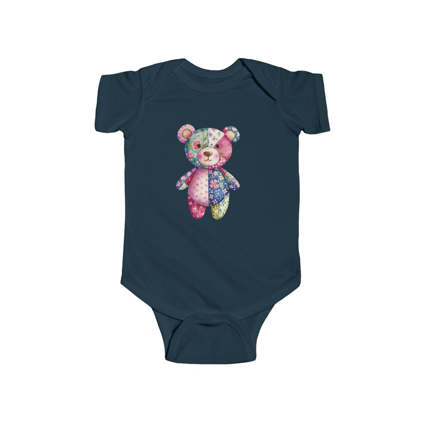 Colorful Floral Teddy Bear Baby Bodysuit, Infant Outfit, Cute Gift, Baby Shower, Nursery Wear, Adorable Newborn Clothing