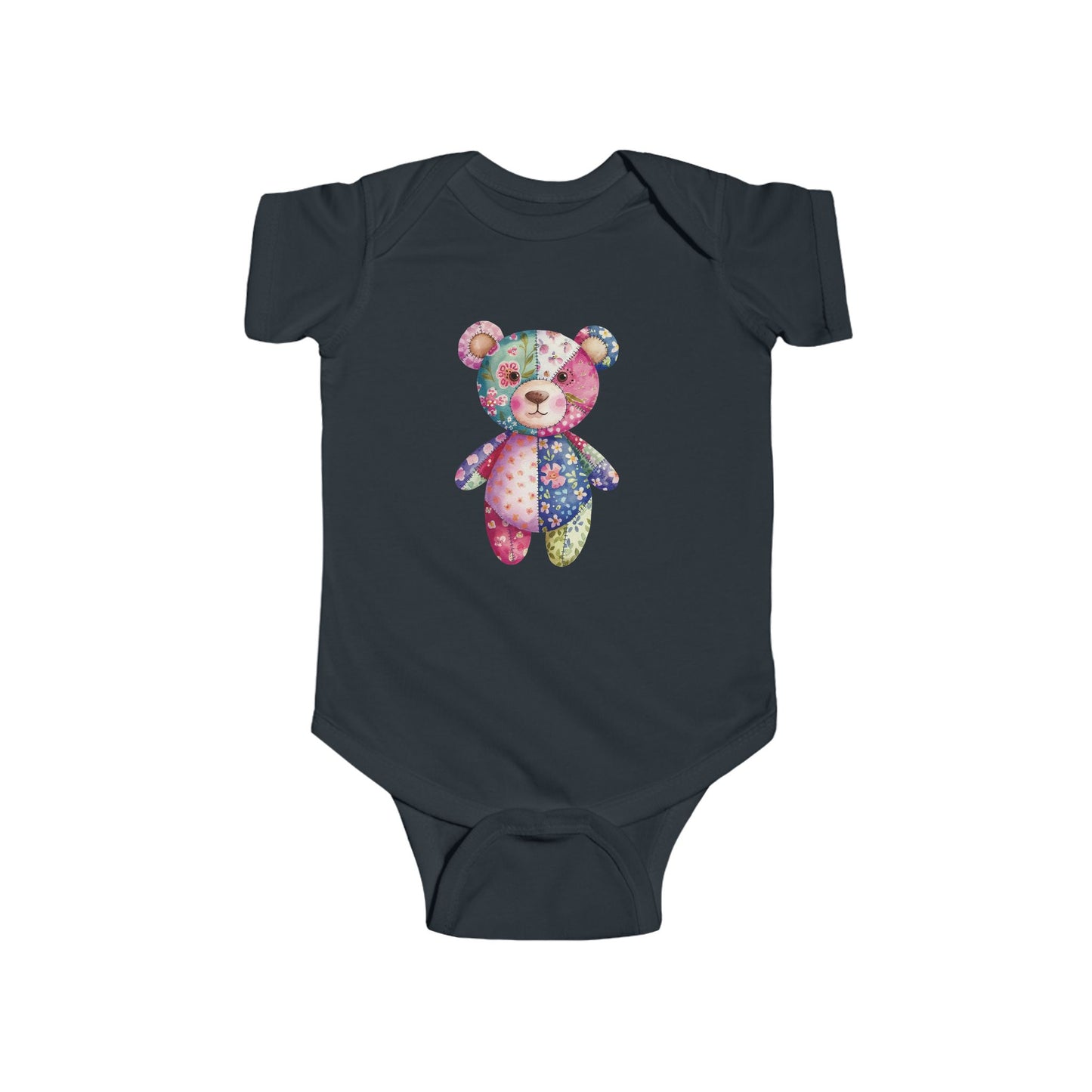 Colorful Floral Teddy Bear Baby Bodysuit, Infant Outfit, Cute Gift, Baby Shower, Nursery Wear, Adorable Newborn Clothing