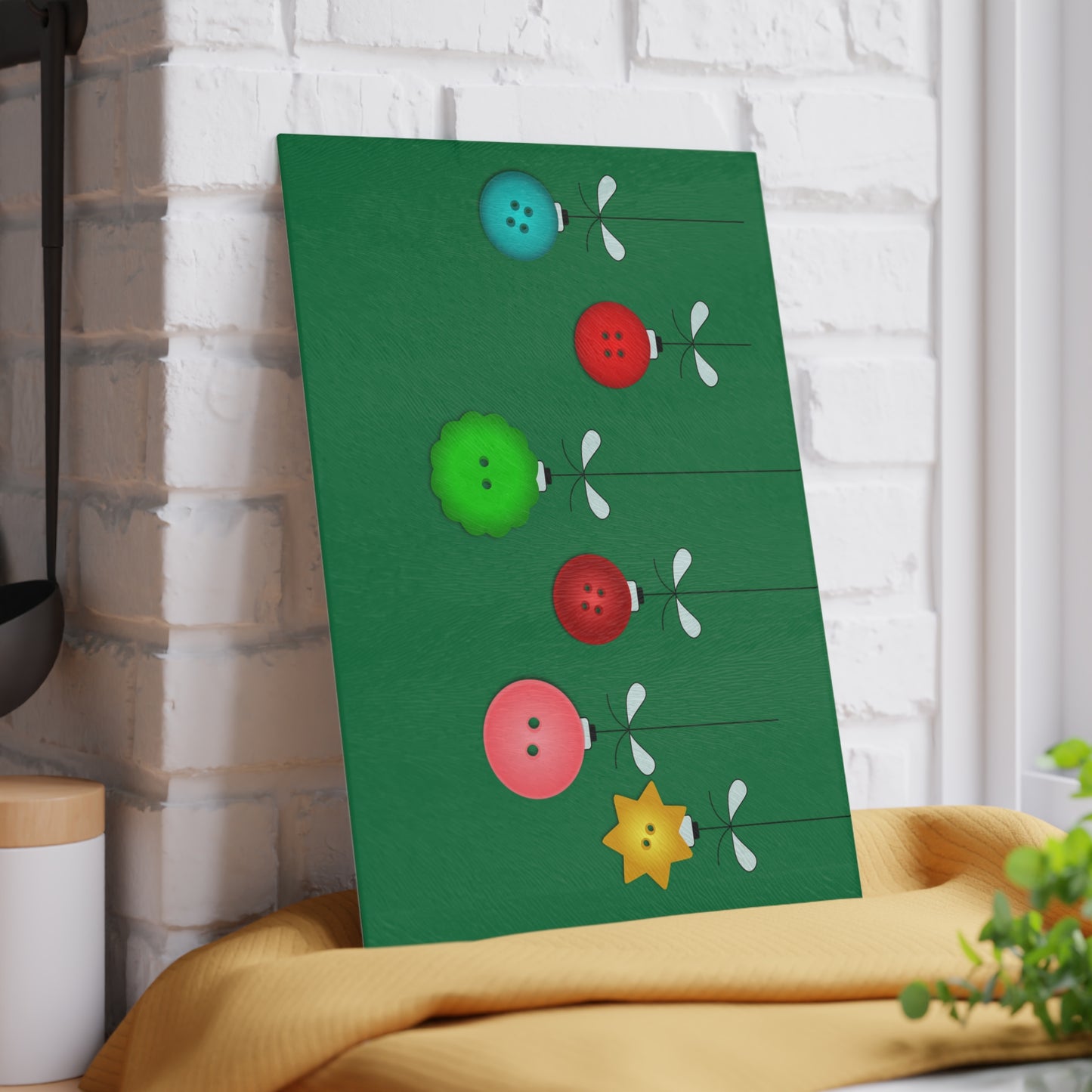 Festive Glass Cutting Board, Holiday Kitchen Decor, Christmas Gift, Unique Serving Tray, Durable Cooking Accessory, Holiday Entertaining