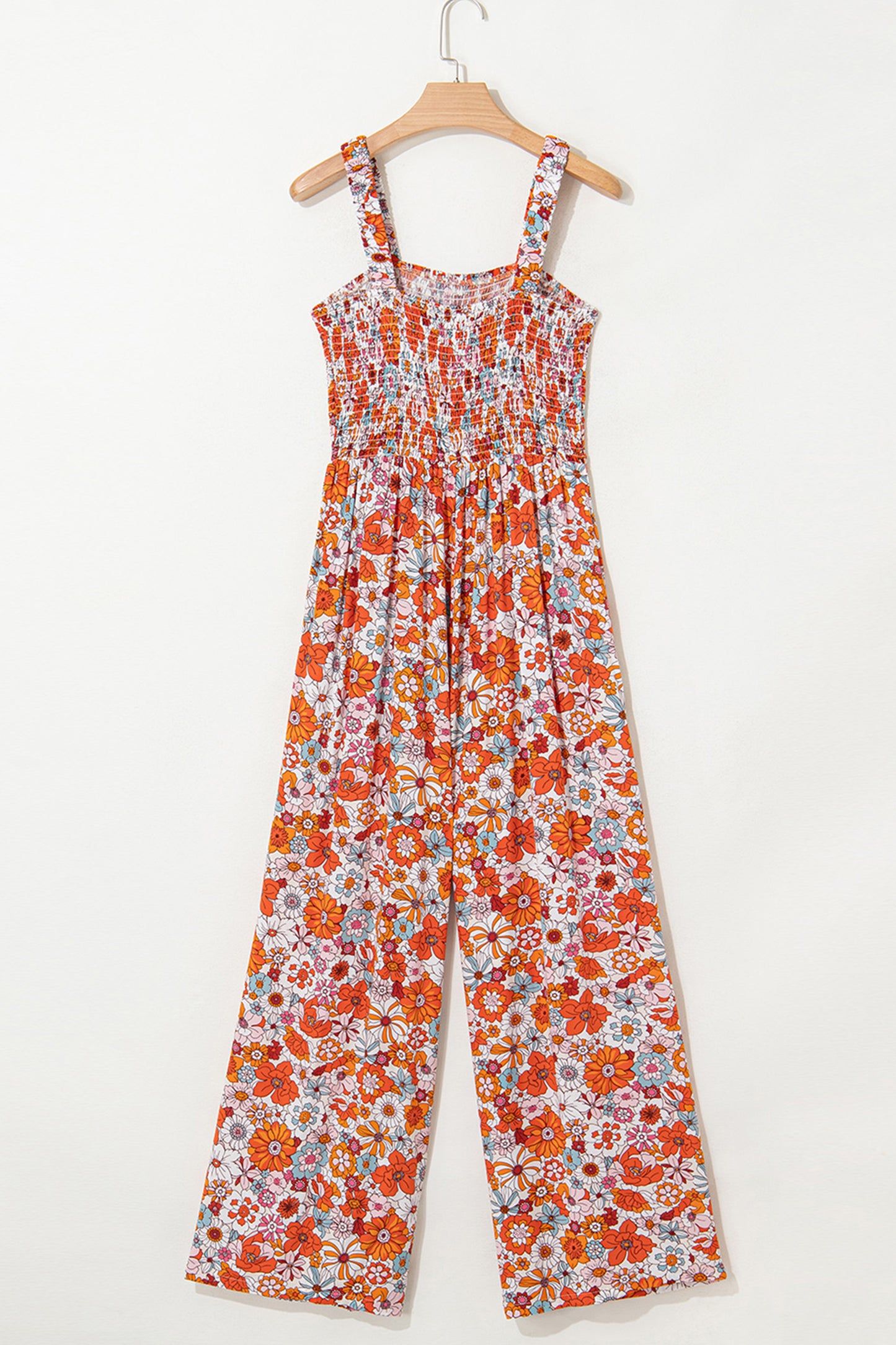 Women's Casual Loose Overalls Jumpsuits Sleeveless Floral Printed Wide Leg Full Length Rompers Pockets 100% Viscose