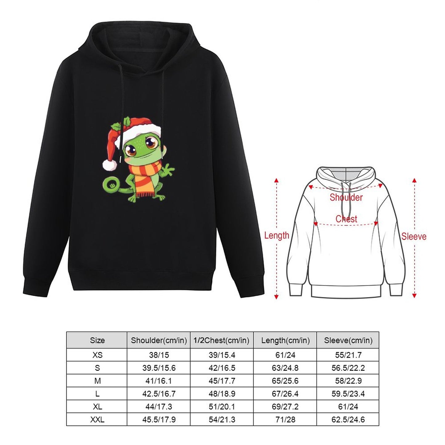 Cotton Children's Hoodie (Front Printing) Holiday Gecko