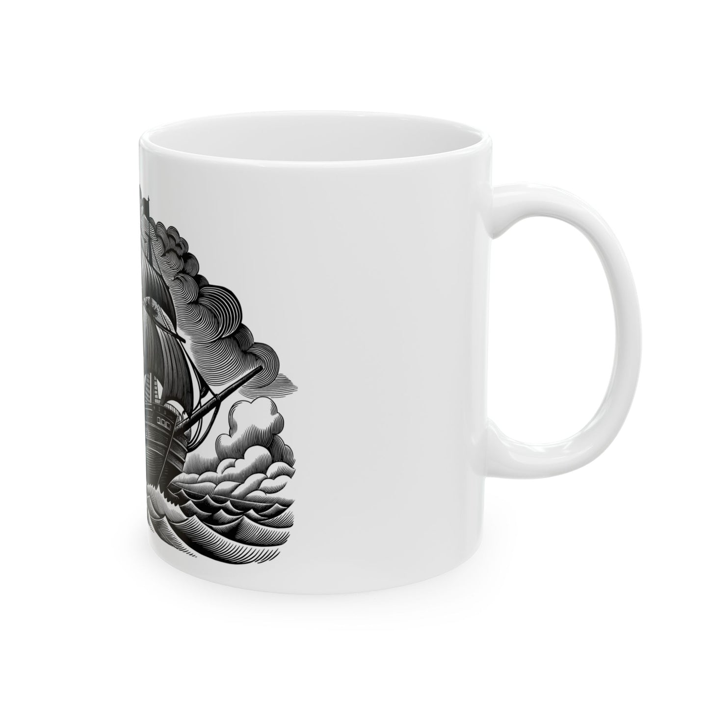 Nautical Ship Ceramic Mug - Vintage Sailing Design, Coffee Cup for Nautical Lovers, Gifts for Sea Captains, Ocean Theme