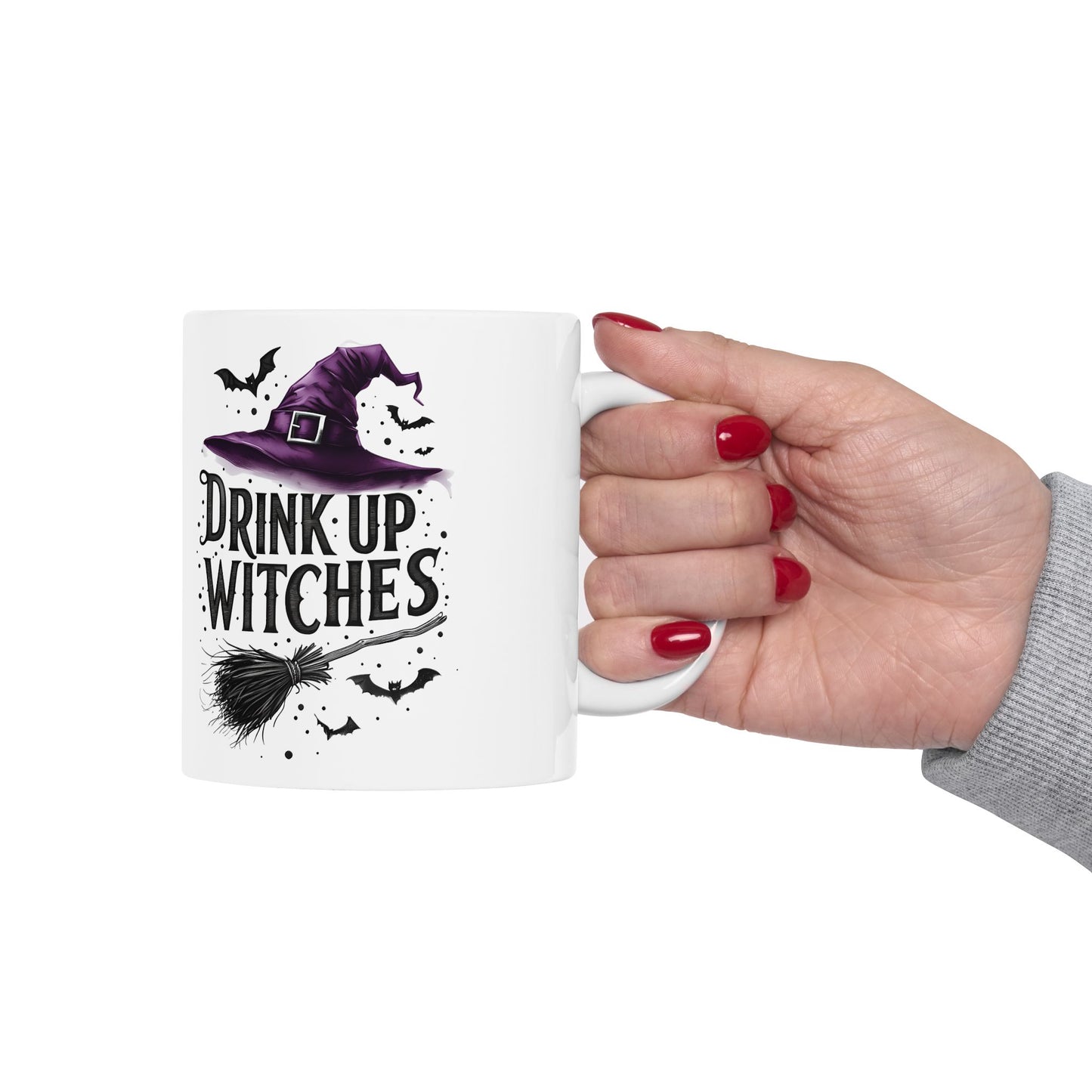 Spooky Witch Themed Ceramic Mug | Perfect for Halloween, Gift for Witches, Coffee Lover Mug, Tea Mug, Drink Up Witches!