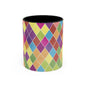 Colorful Diamond Pattern Coffee Mug, Coffee Lover Gift, Bright Kitchen Decor, Artistic Mug, Vibrant Drinkware
