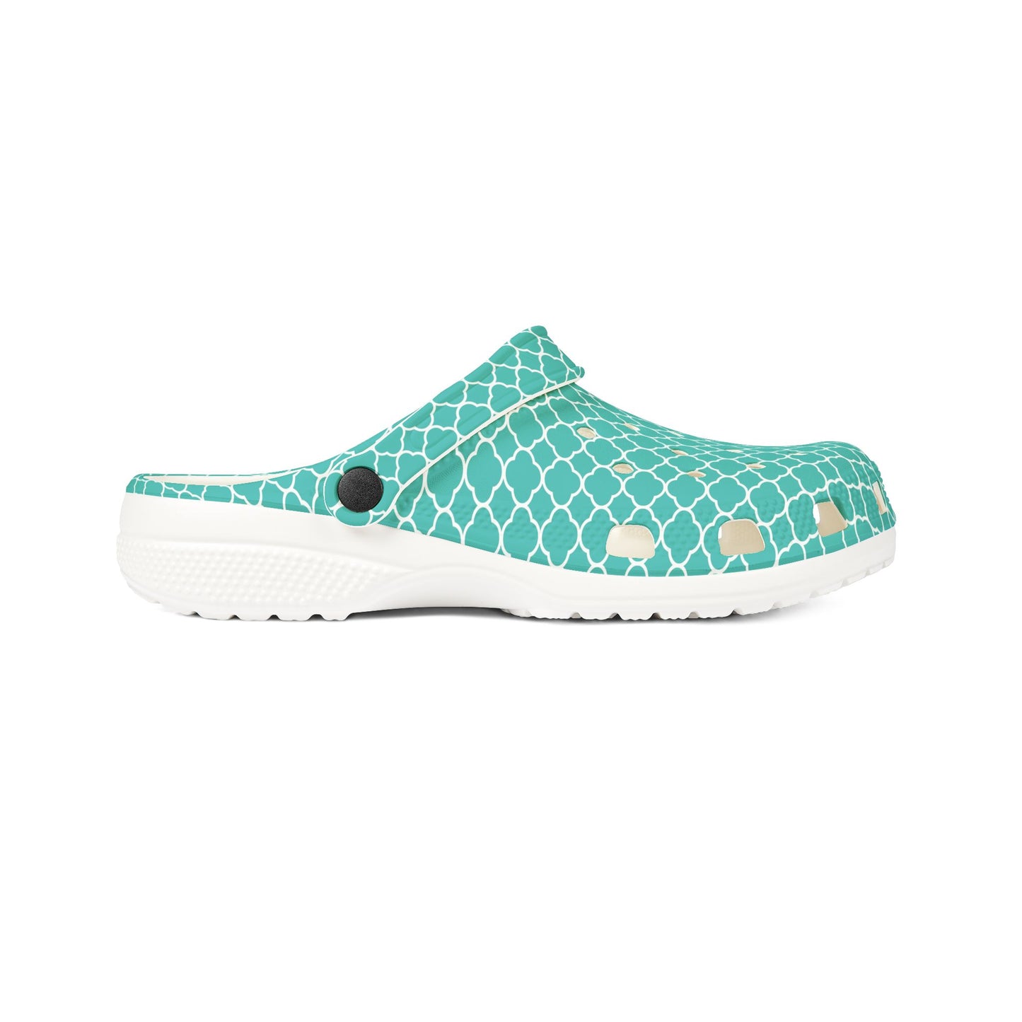 Aqua Tile Pattern EVA Clogs — Lightweight Casual Slip-On Shoes