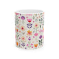 Floral Pattern Ceramic Mug — Pink Spring Flowers 11oz & 15oz