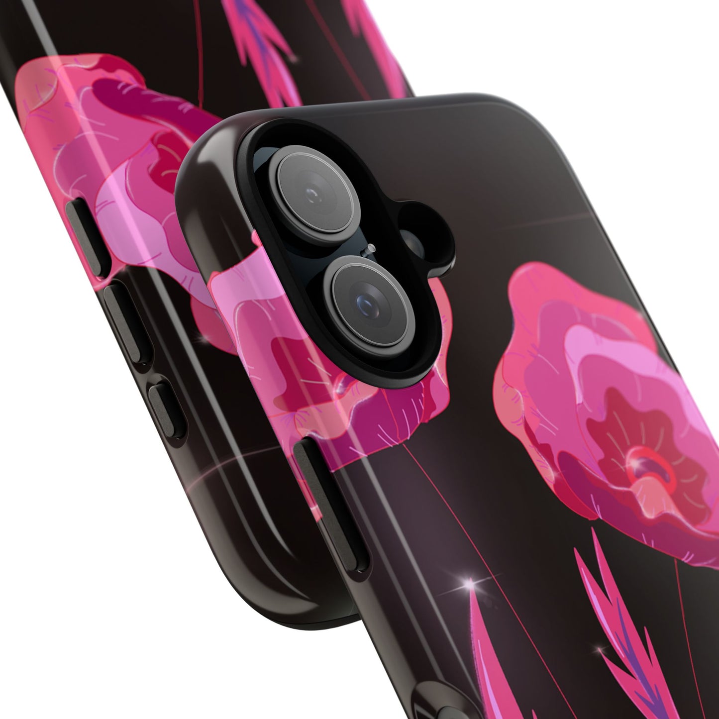 Floral iPhone Case | Tough Cases with Pink Poppy Design, Elegant Flower Phone Cover, Gift for Her, Spring Accessories, Chic Tech