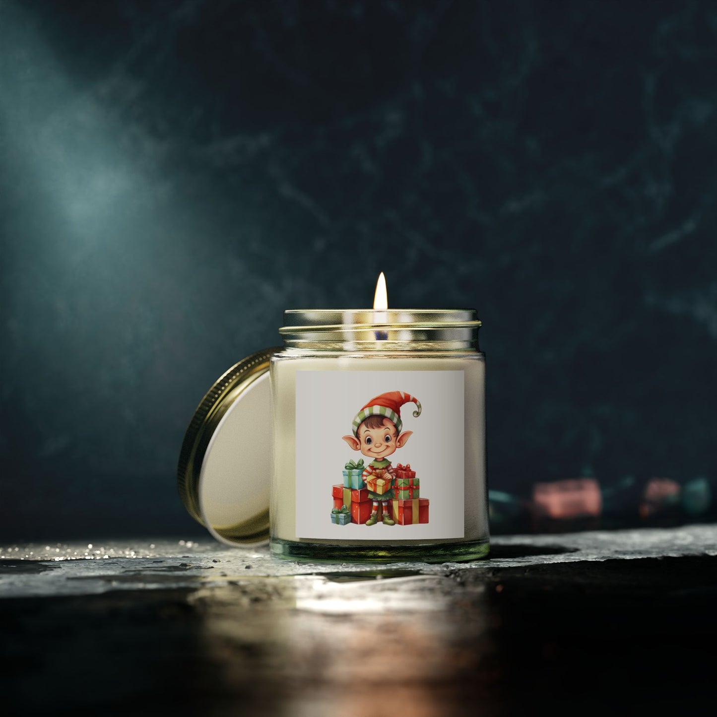 Festive Elf Scented Candle, Cheerful Holiday Decor, Perfect Gift for Christmas, Seasonal Home Fragrance, Joyful Aromatherapy
