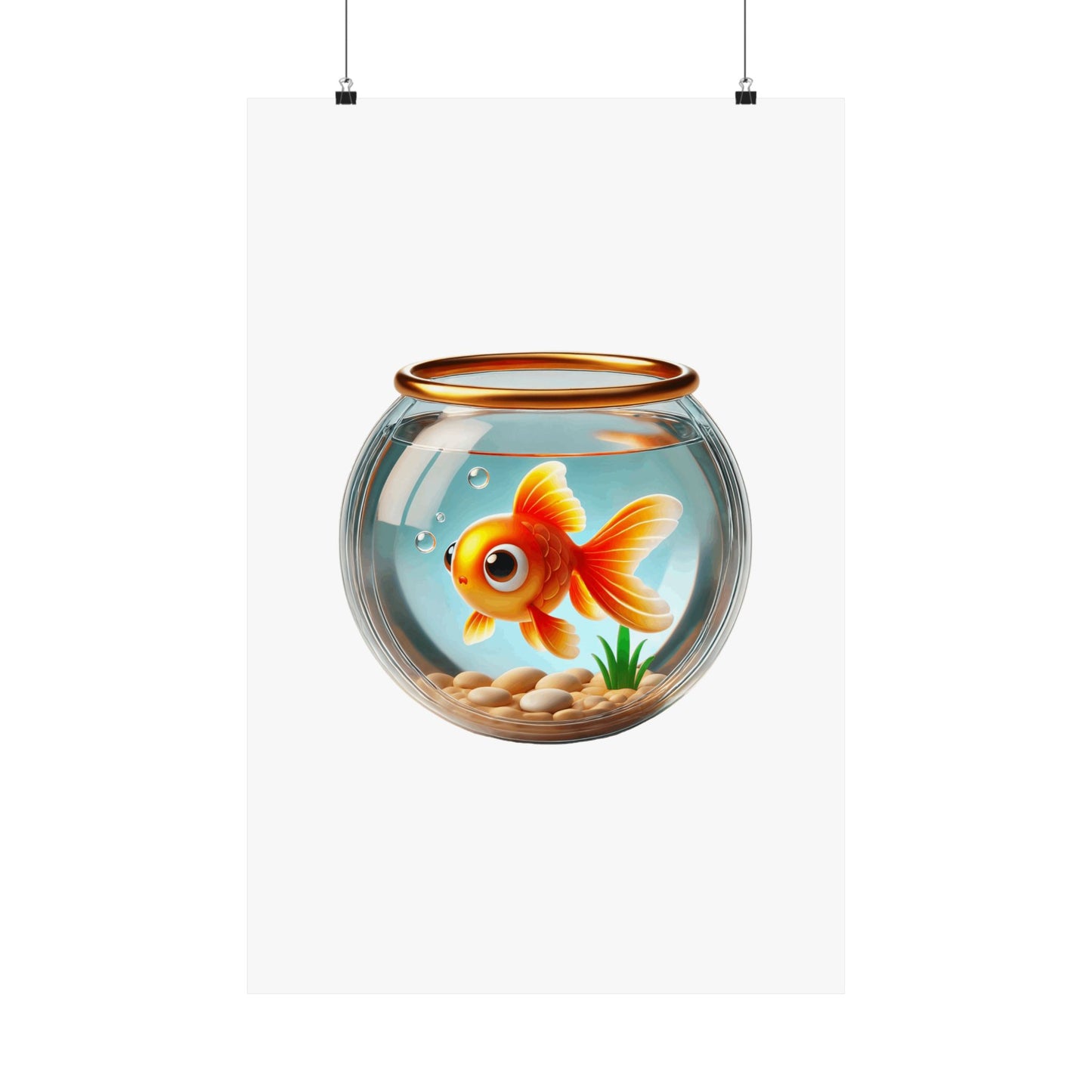 Playful Goldfish Matte Poster, Cute Wall Art, Kids Room Decor, Aquarium Art