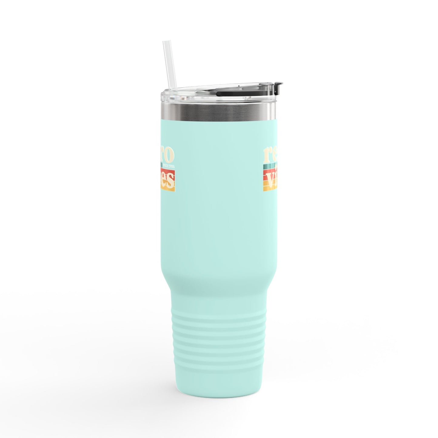 Retro Vibes Insulated 40oz Travel Mug | Fun Travel Cup for Coffee Lovers, Perfect for Road Trips, Picnics, Gifts