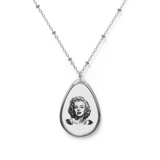 Vintage Glamour Oval Necklace, Marilyn Monroe Pendant, Statement Jewelry, Classic Gift, Elegant Accessory, Retro Style Necklace