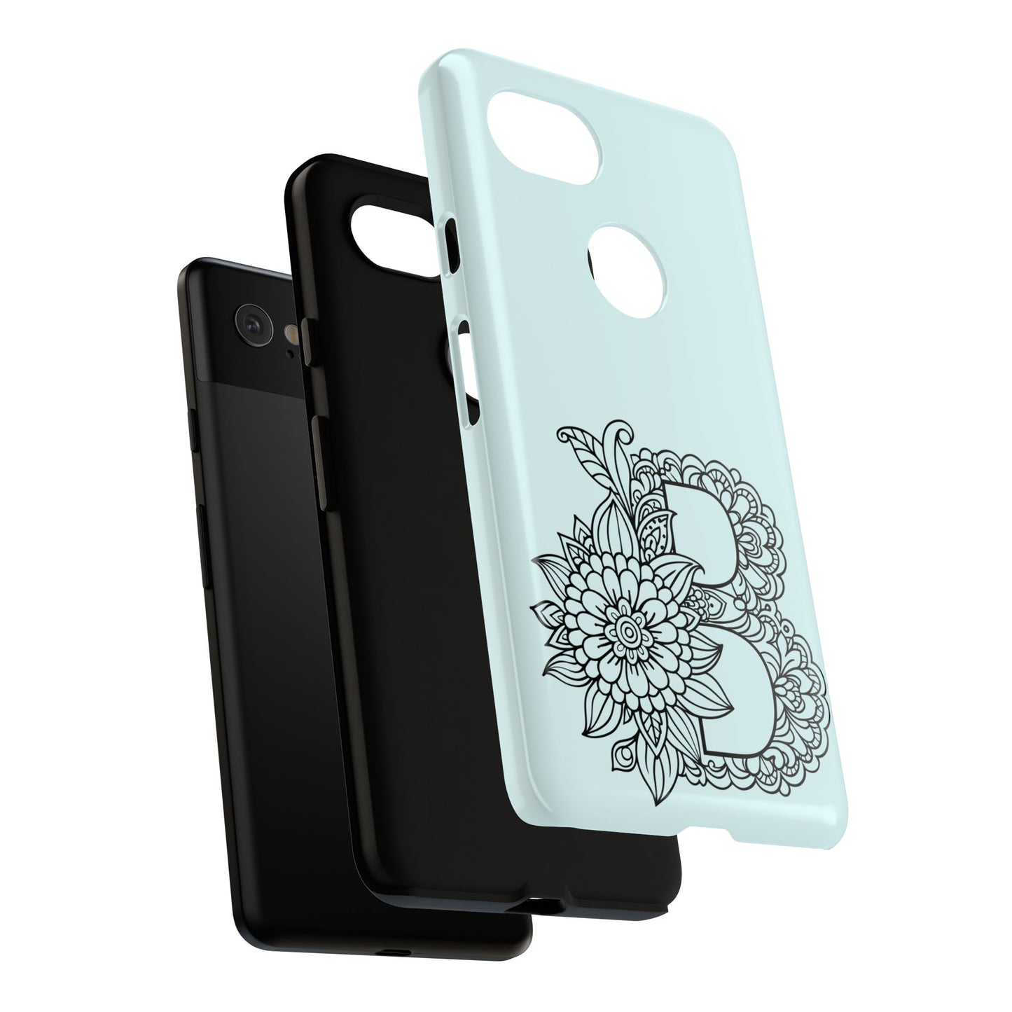 Personalized Tough Phone Case- Letter B, Floral Monogram Cell Phone Cover, Custom Protective Case, Unique Gift, Birthday, Graduation