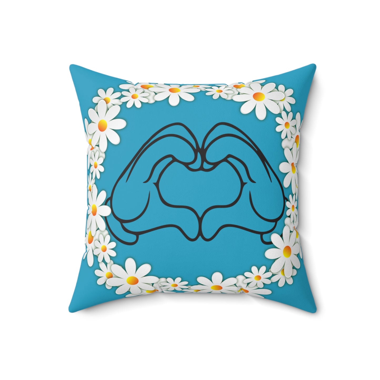 Heart Hands Floral Throw Pillow