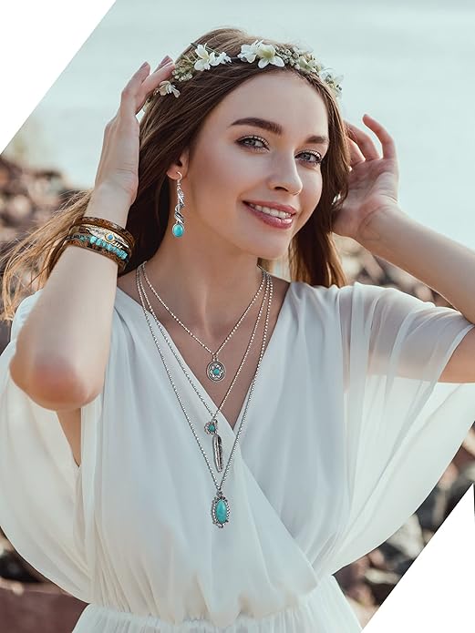 3 Pcs Western Jewelry for Women Bohemian Turquoise Jewelry Set Women Country