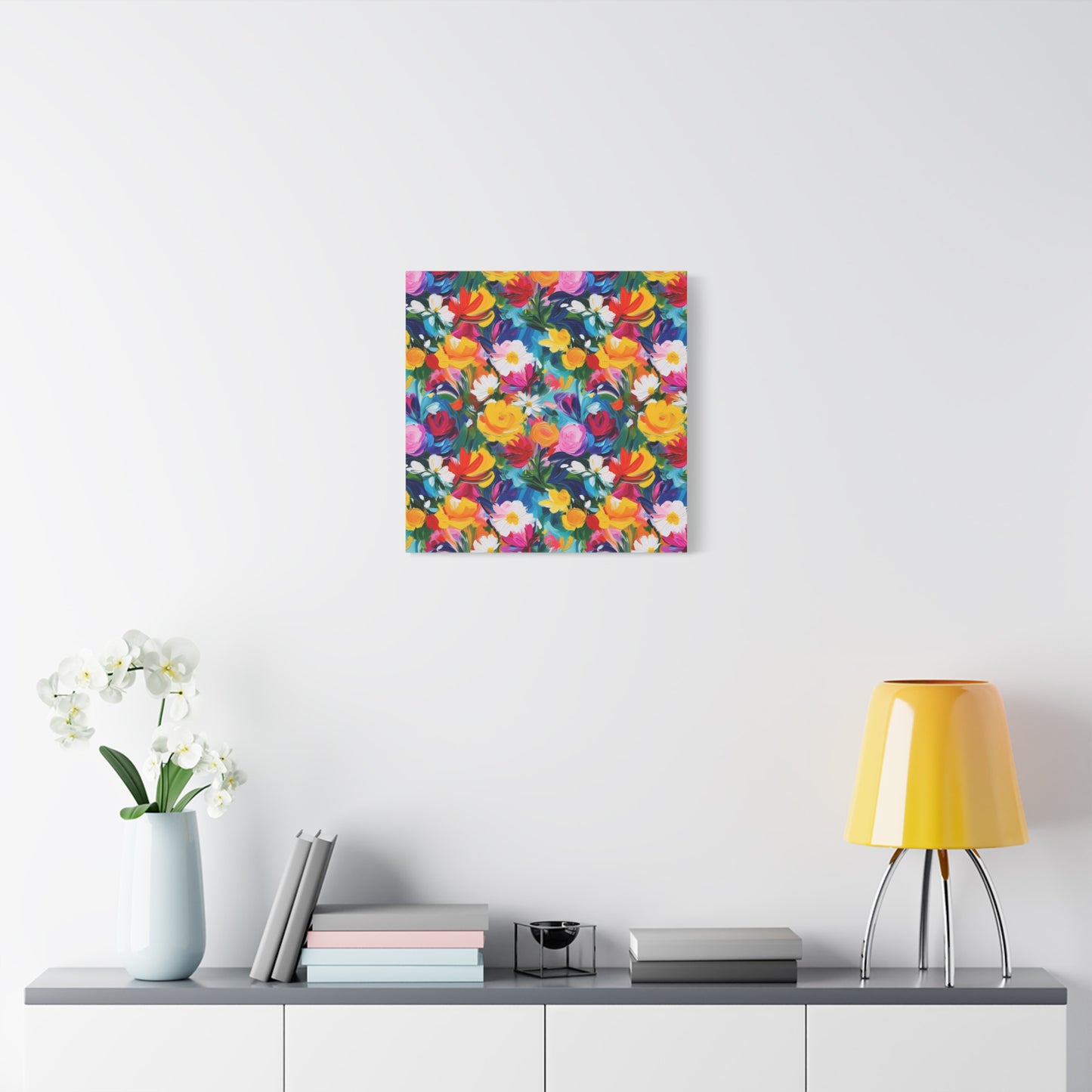 Vibrant Floral Matte Canvas Wall Art — Colorful Garden Print, Stretched 1.25"