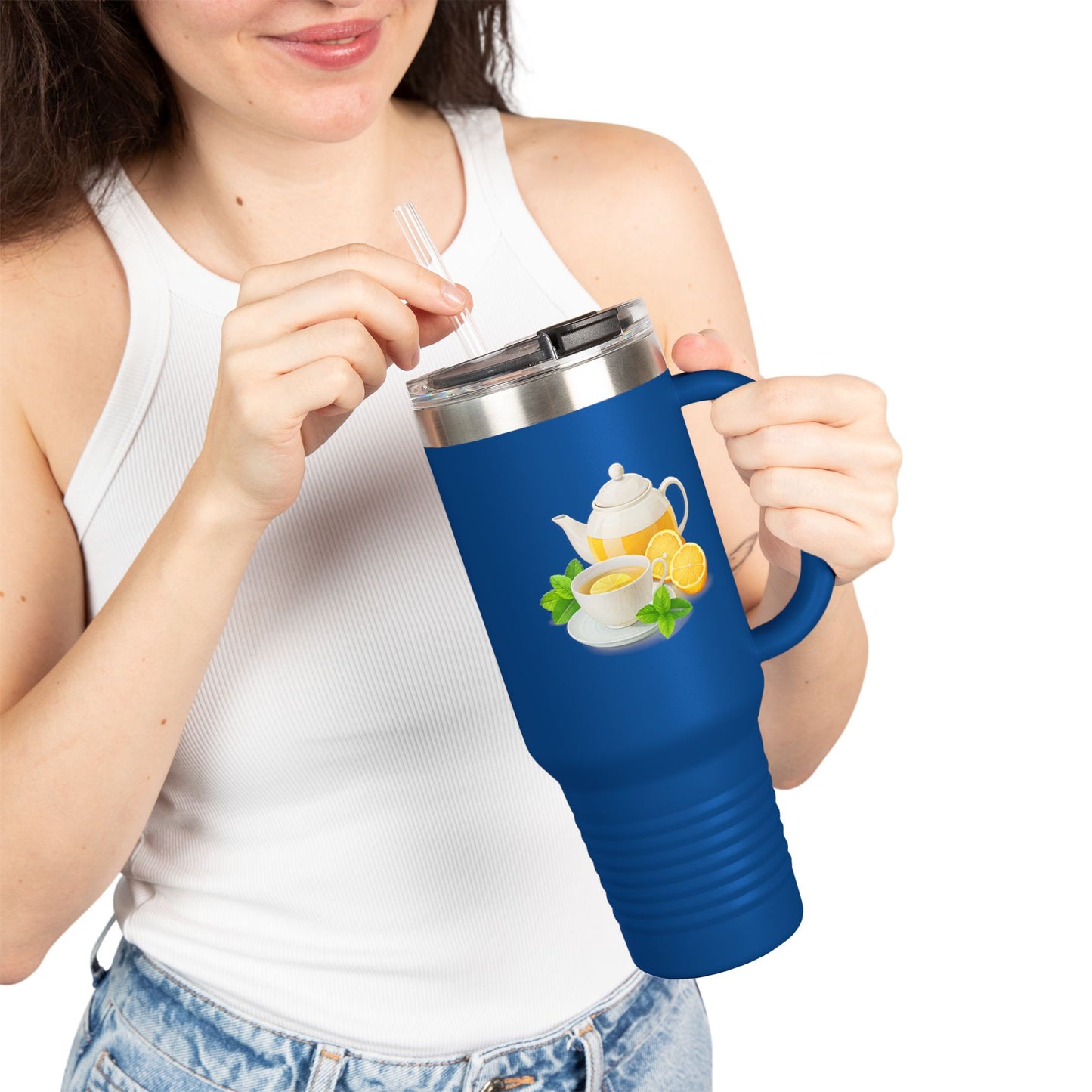 Lemonade Insulated Travel Mug, Perfect for Hot Drinks, Summer Picnics, Outdoor Adventures, Gifts for Tea Lovers, 40oz