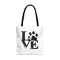 Love Paw Print Tote Bag, Pet Lover's Gift, Eco-Friendly Shopping Bag, Animal Rescue Fundraiser, Personalized Pet Tote