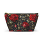 Elegant Floral Accessory Pouch | Makeup Bag, Travel Organizer, Gift for Her, Rose Design, Toiletry Case, Cosmetic Pouch