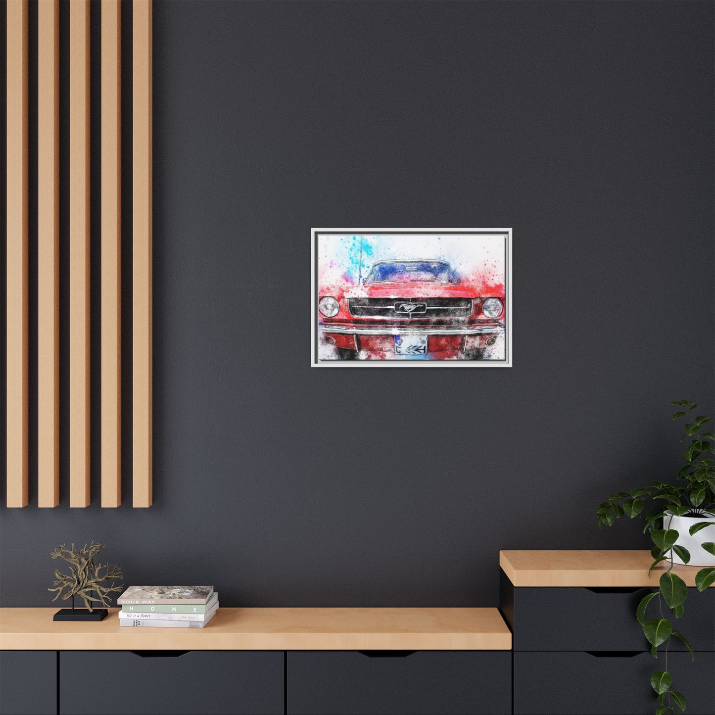 Matte Canvas, Framed Mustang Car