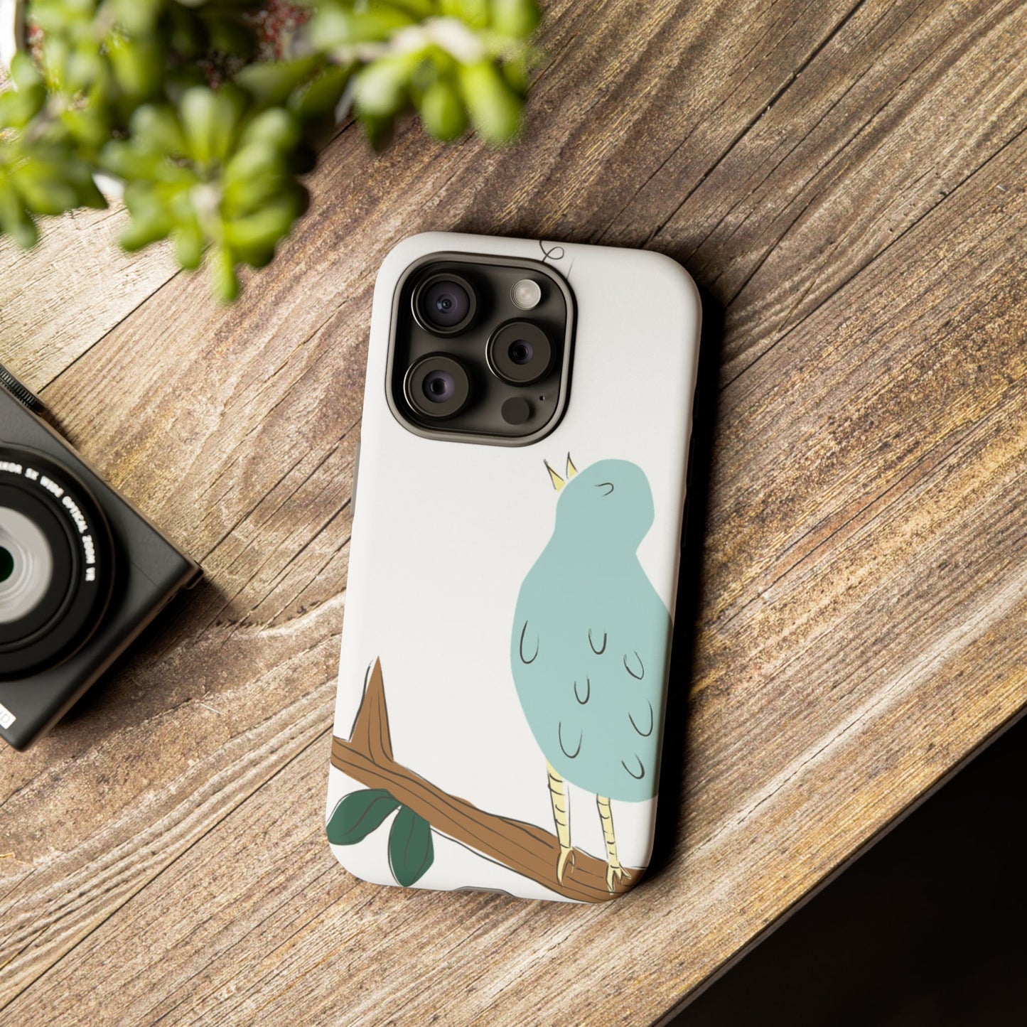 Birdsong Phone Case — Cute Blue Bird on Branch Protective Case