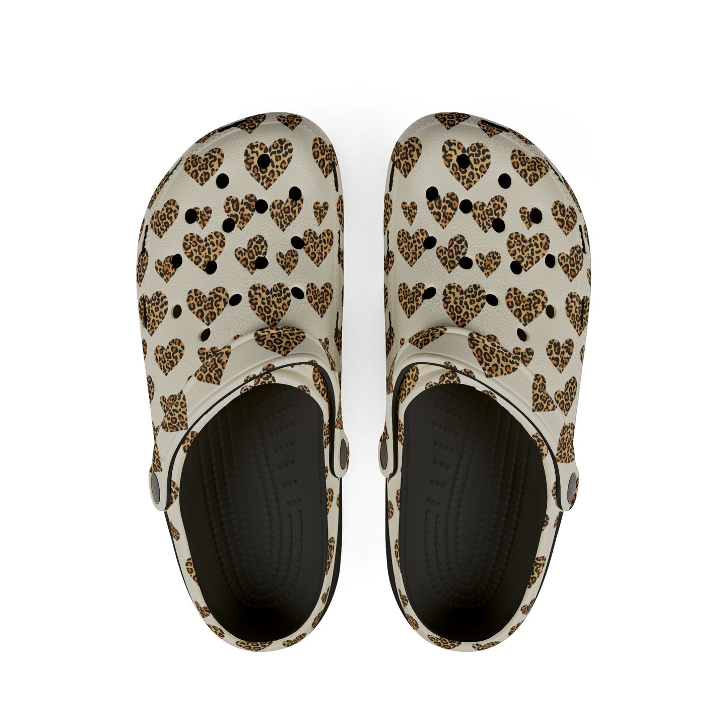 Leopard Heart EVA Clogs — Comfortable Leopard-Print Foam Shoes