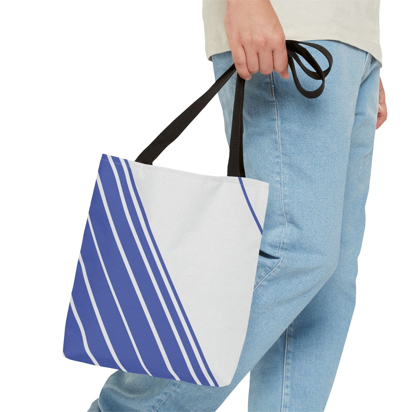 Chic Blue Striped Tote Bag, Stylish Reusable Shopping Bag, Beach Bag, Everyday Carry, Gift for Her
