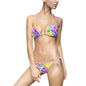 Vibrant Women's Bikini Swimsuit, Colorful Beachwear, Summer Pool Party, Vacation Swimwear, Fun Print Swim Set, Holiday Swimwear