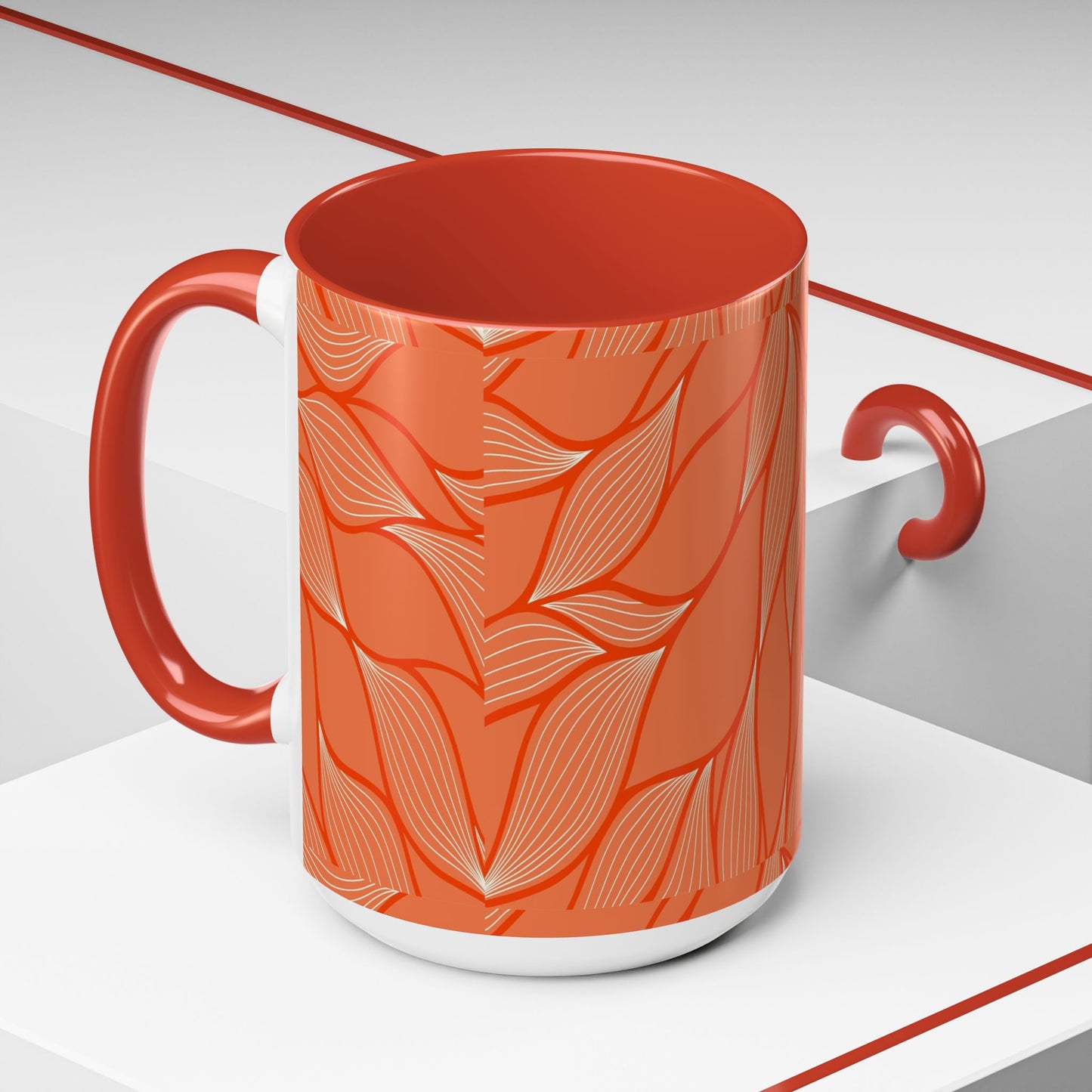 Stylish Accent Coffee Mug, Floral Pattern Drinkware, Unique Gift for Coffee Lovers, Home Decor, Kitchenware, Vibrant Design