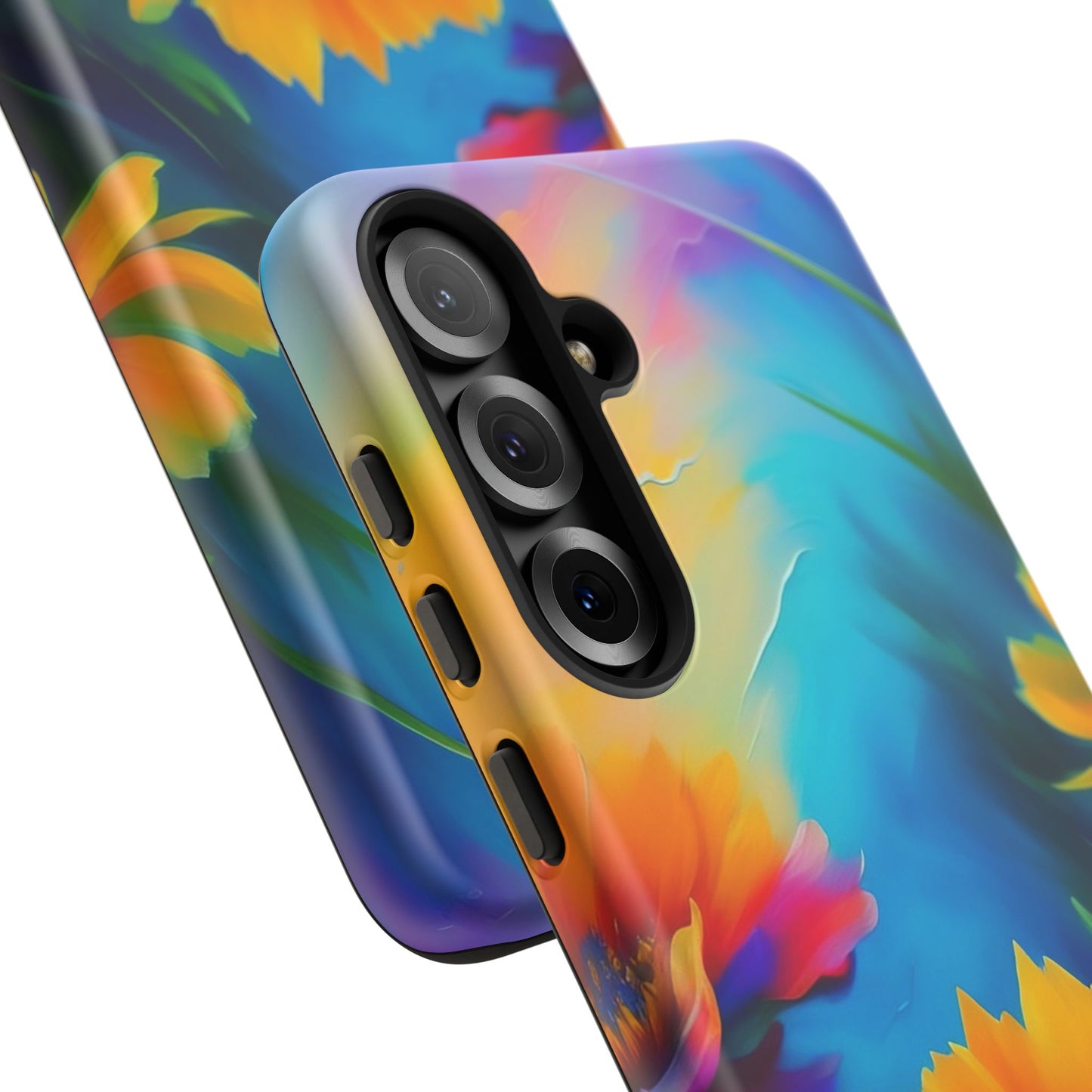 Floral Burst Tough Phone Case — Vibrant Watercolor Flowers Protective Cover
