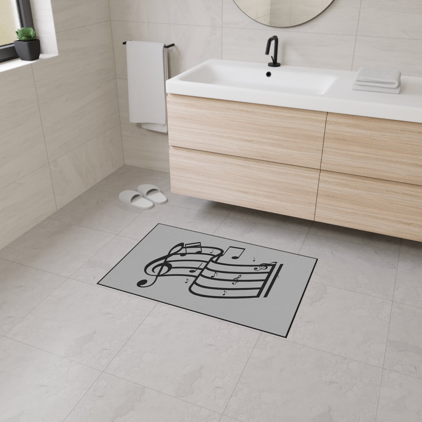 Musical Notes Heavy-Duty Floor Mat — Clef & Staff Design for Music Rooms