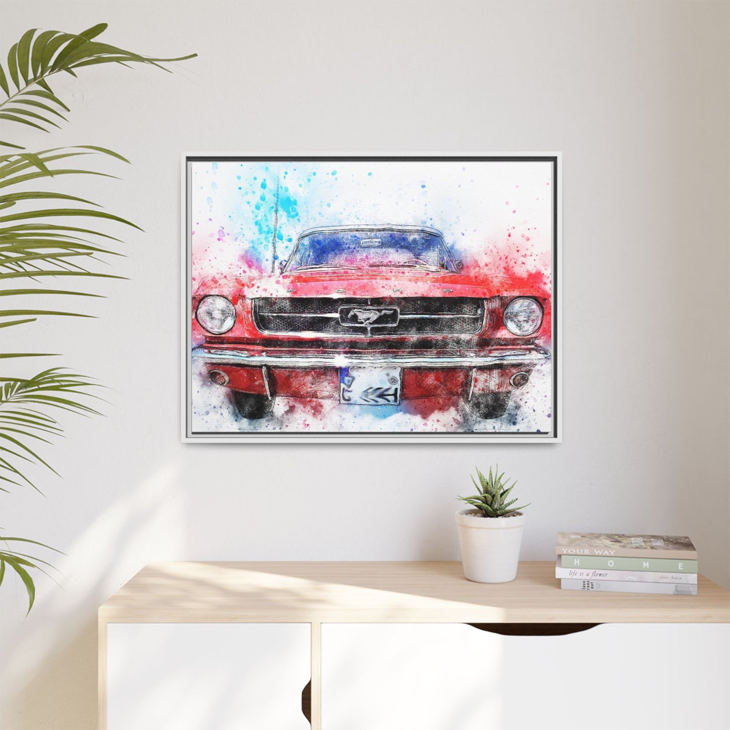 Matte Canvas, Framed Mustang Car
