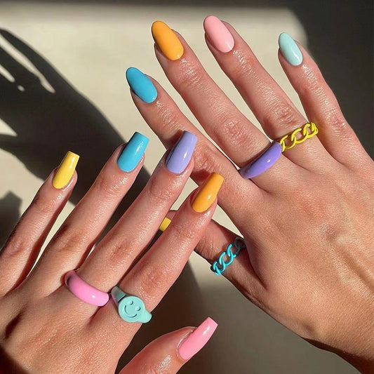 Press-on nails wholesale five-color removable manicure short ballet medium round double spell manicure patch wholesale nail