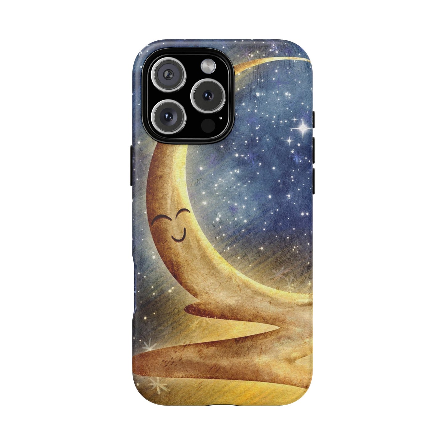 Moonlit Smile Phone Case — Starry Night Crescent Moon iPhone Cover