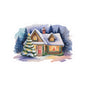 Cozy Snowy Cottage Kiss-Cut Sticker — Holiday Winter Home Decal
