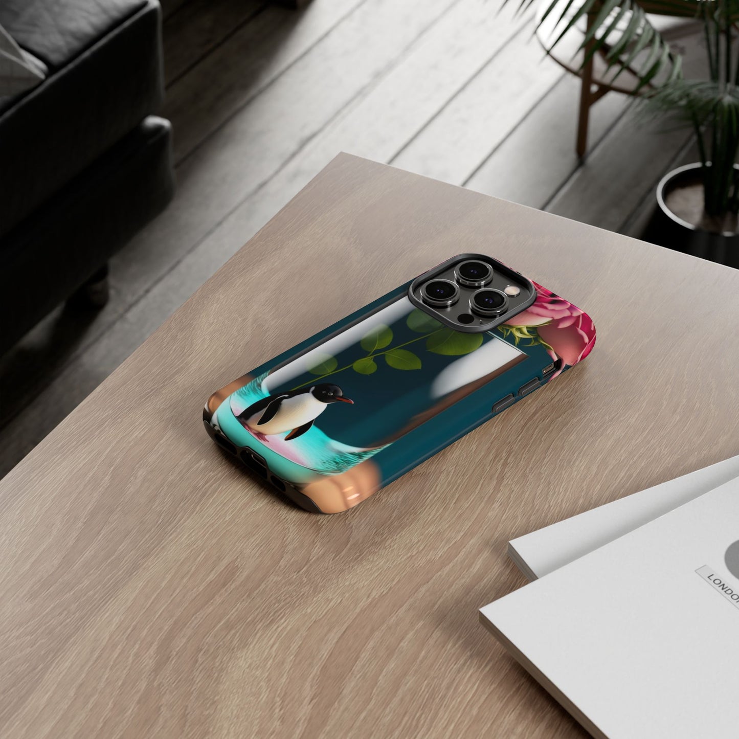 Penguin in a Glass Floral Tough Phone Case — Cute Protective Phone Cover