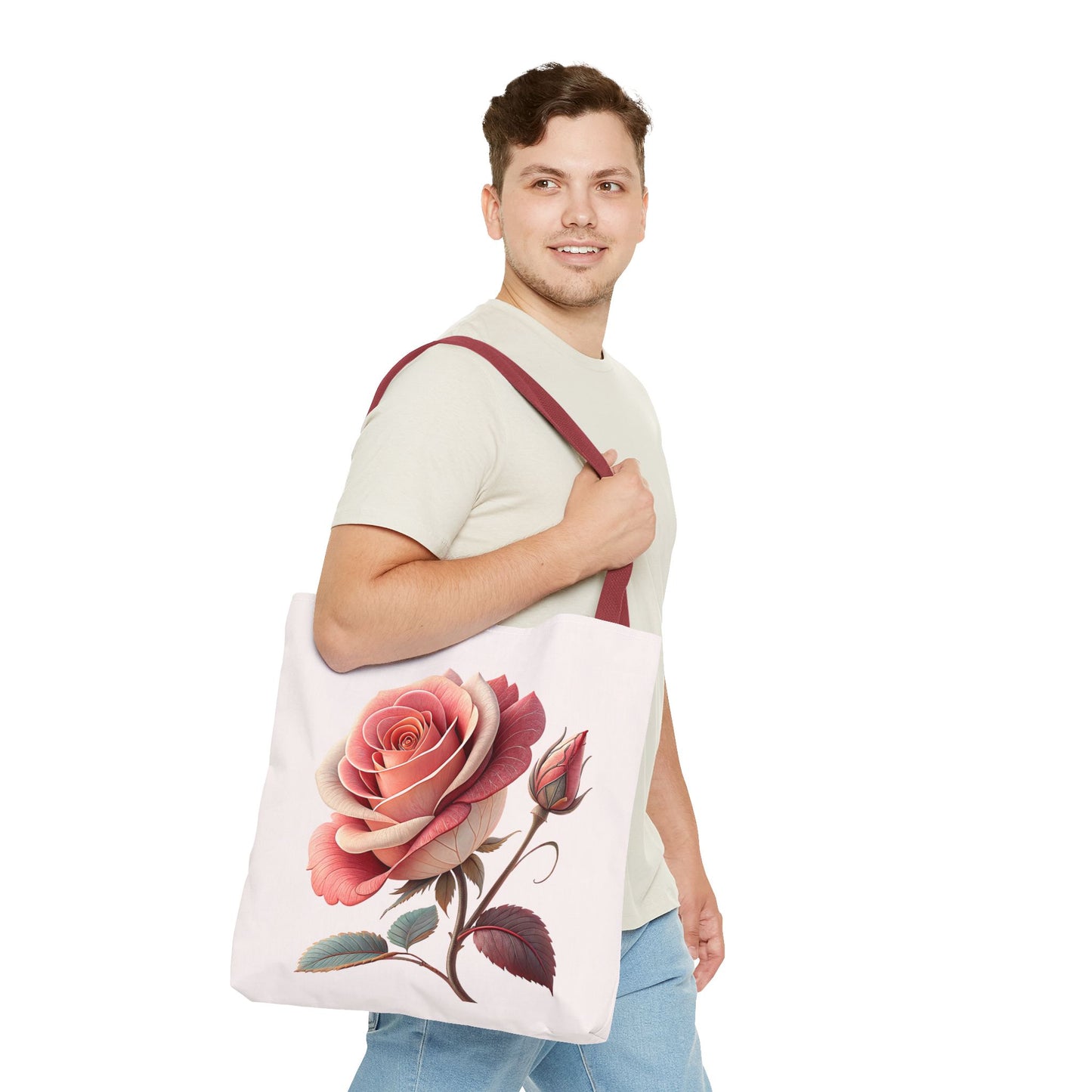 Romantic Floral Tote Bag, Rose Design, Chic Bag, Stylish Carryall, Perfect Gift for Her, Everyday Use, Eco-Friendly