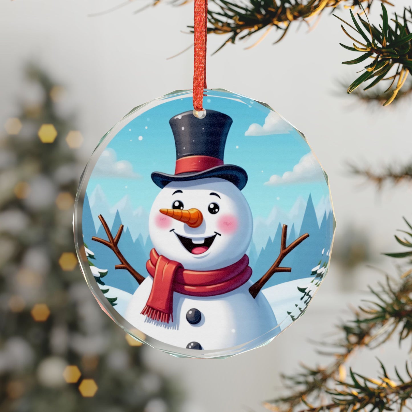 Heart Crystal Ornament — Cheerful Snowman Holiday Decoration
