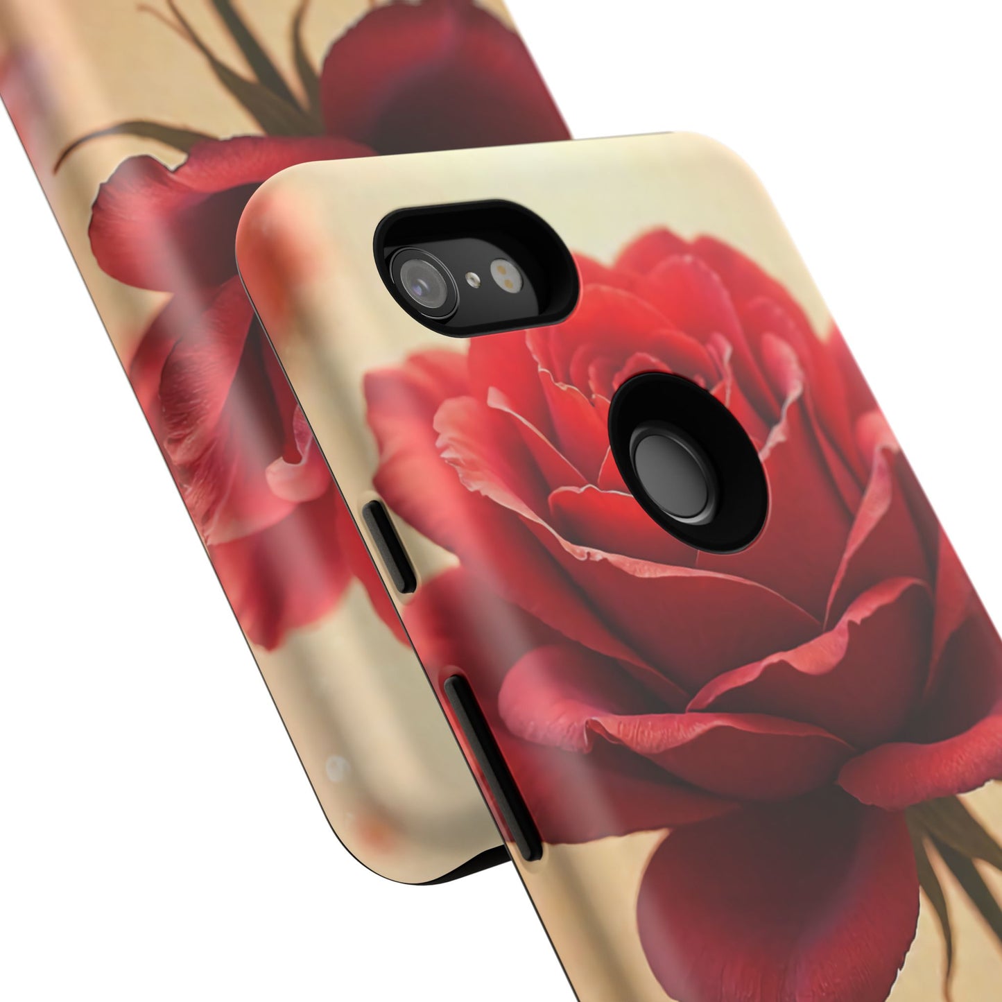 Floral Phone Case with Red Rose Design, Tough Phone Cover, Flower Print, Gift for Her, Stylish Accessory, Floral Aesthetic