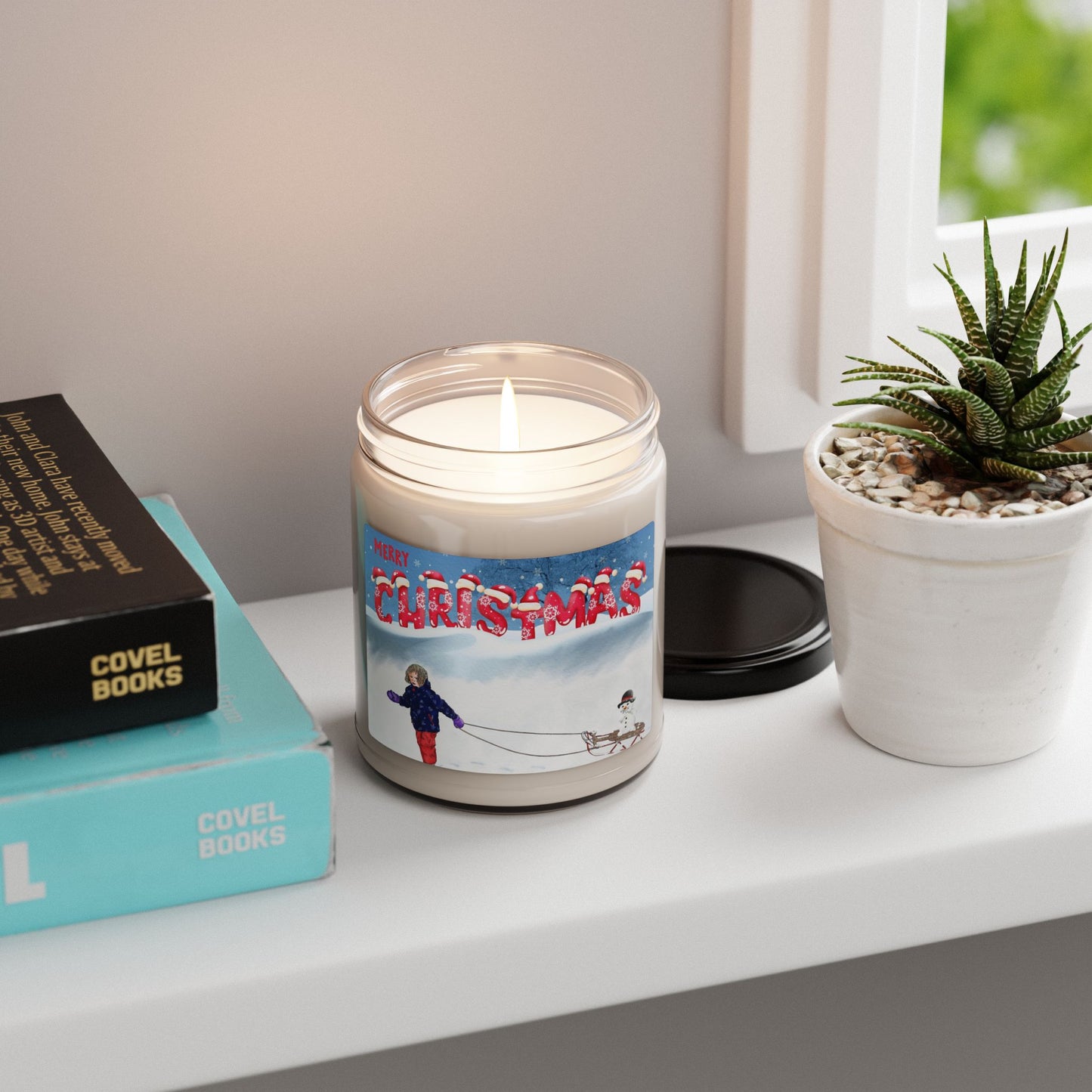 Christmas Soy Candle — 9oz Scented Holiday Jar (Merry Christmas Snow Scene)