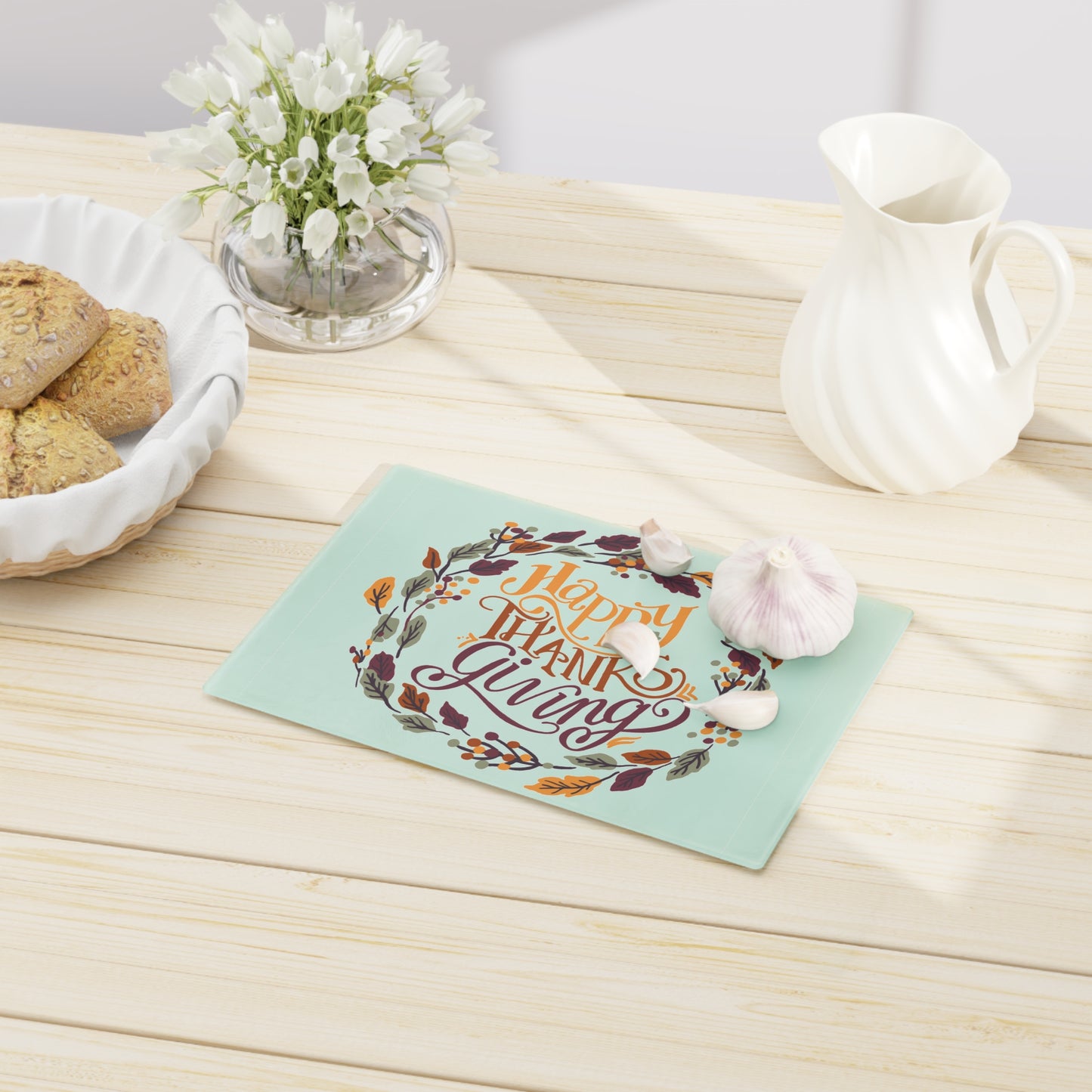 Thanksgiving Cutting Board — 'Happy Thanksgiving' Autumn Wreath Serving Board