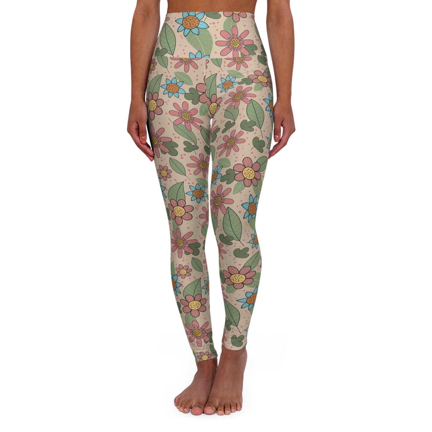 Floral High Waisted Yoga Leggings, Comfortable Leggings, Athletic Wear, Fitness Fashion, Exercise Leggings, Eco-Friendly Activewear