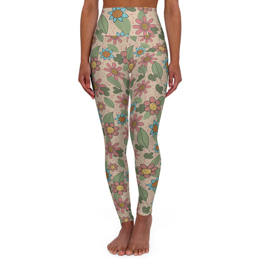 Floral High Waisted Yoga Leggings, Comfortable Leggings, Athletic Wear, Fitness Fashion, Exercise Leggings, Eco-Friendly Activewear