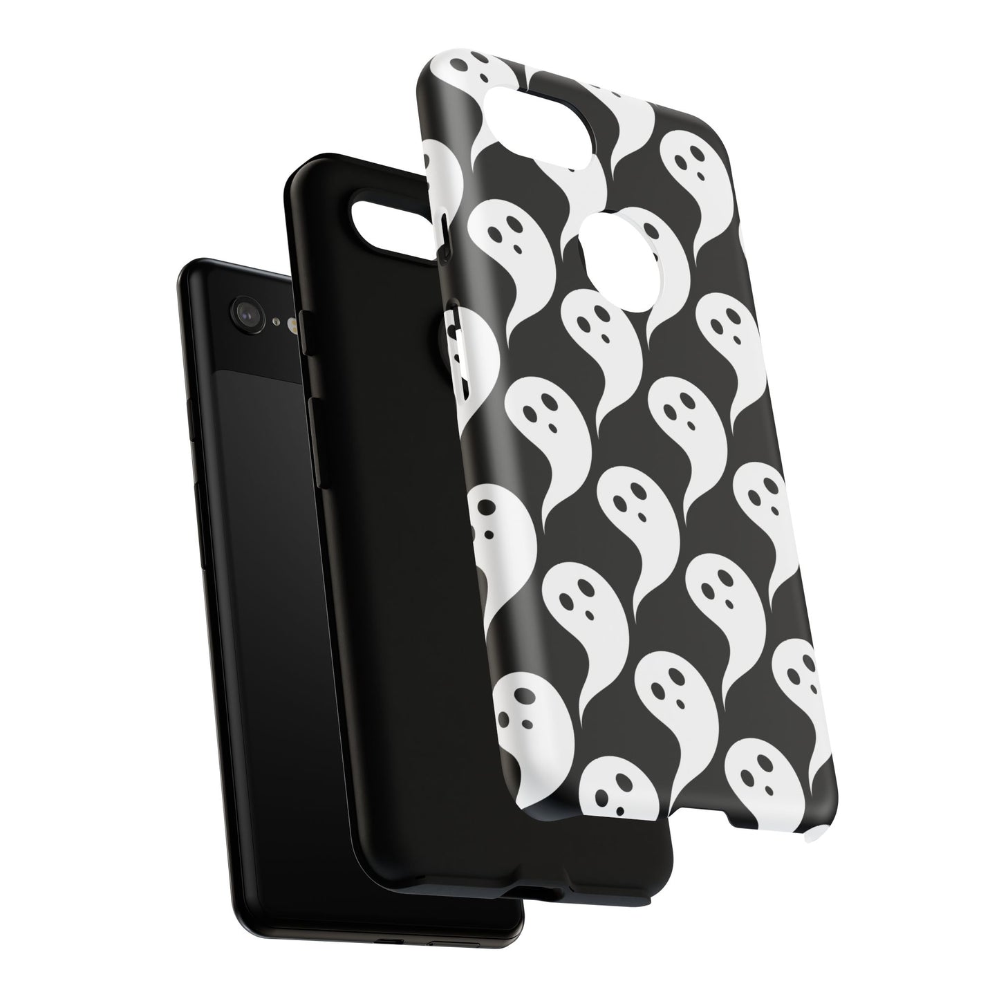 Ghost Pattern Phone Case, Cute Ghost Cell Phone Cover, Halloween Accessory, Spooky Gift, Black and White Phone Case