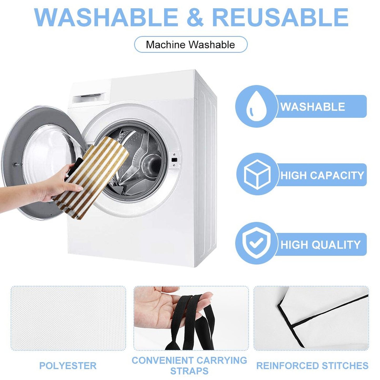 Large One Shoulder Shopping Bag Gold Stripes