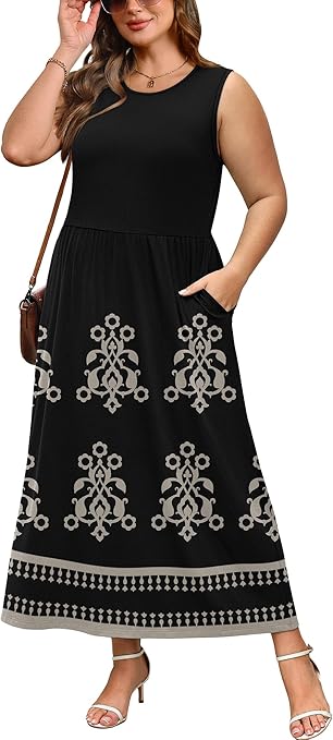 Summer Dresses for Women 2026 Maxi Dresses Long Flowy A Line Sleeveless Sundresses with Pockets