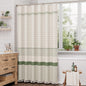 AmazerBath Boho Shower Curtain, Modern Farmhouse Shower Curtain Set with Tassels, Rustic Faux Linen Green Striped Shower Curtain with Hooks, Light Tan Toned