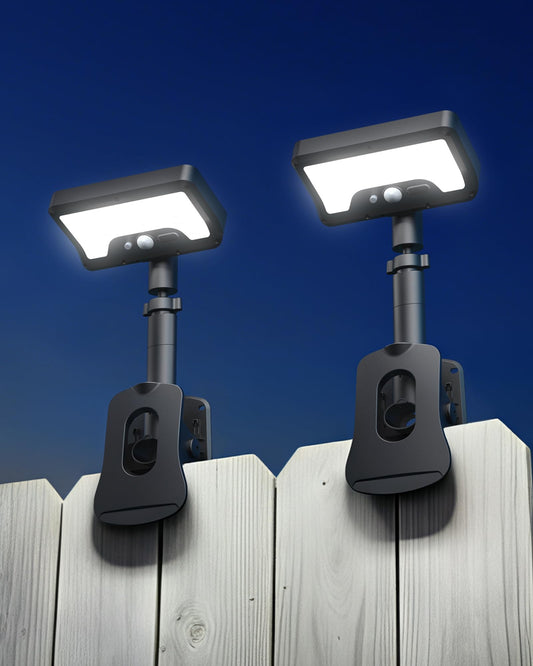 Solar Motion Sensor Security Light, 92LED Clip On Solar Lights Outdoor with Type-C Charging, 3 Modes Waterproof Chain Link Fence Lights for Garden Lighting
