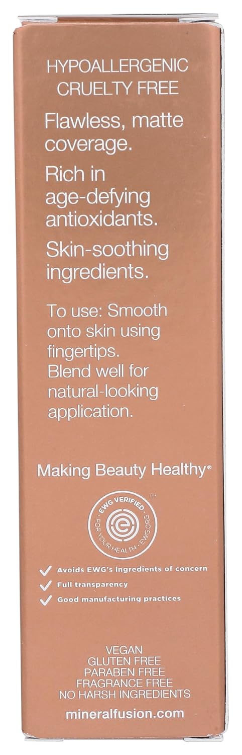 Mineral Fusion Full Coverage Foundation, Liquid Foundation - Deep 2- Carmel Complexion w/Golden Undertones