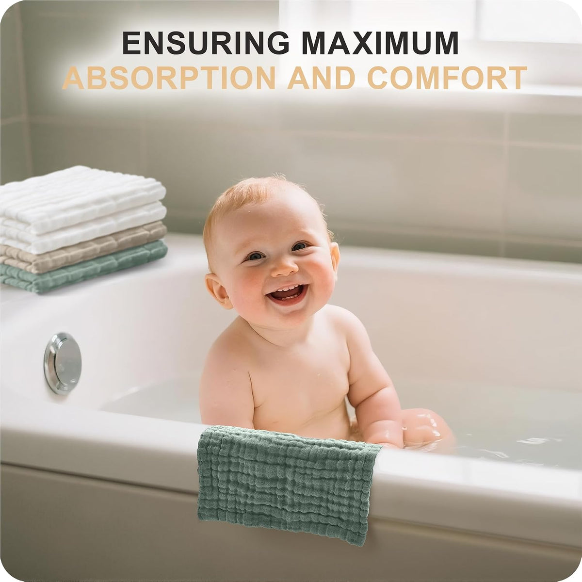 Cuddle Campus 6 Pack Muslin Baby Washcloths, Burp & Wash Cloths for Babies